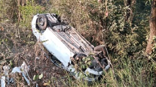 काल बनकर सामने आई नीलगाय: 10 फीट गहरी खाई में गिरी टैक्सी