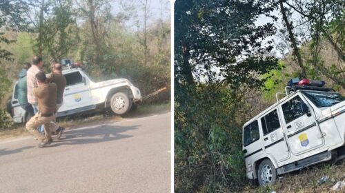 टला बड़ा हादसा, पेड़ से टकराई पुलिस की गाड़ी; मची अफरा-तफरी