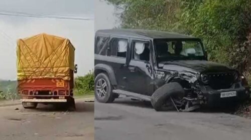नाहन-पांवटा मार्ग पर आधी रात को ट्रक और थार में भीषण भिड़ंत, खुले एयरबैग्स ने बचाई जान
